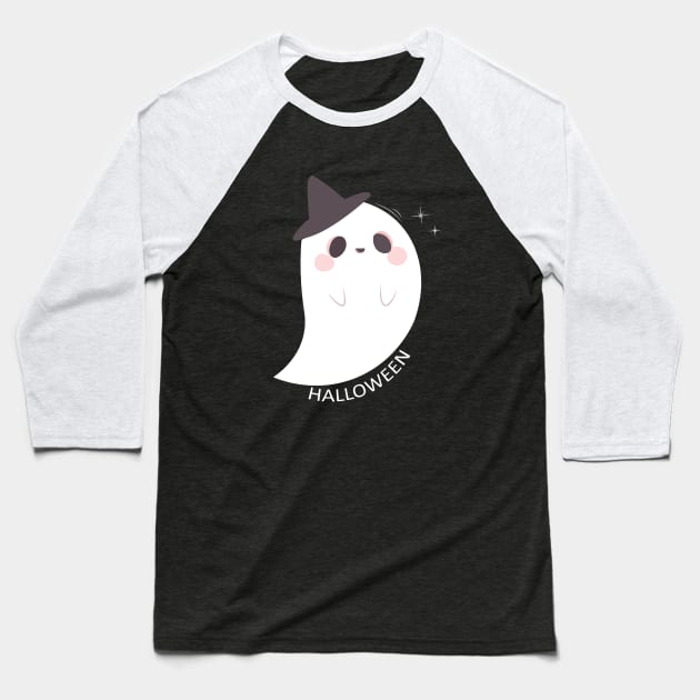 Halloween Ghost Baseball T-Shirt by Dizzyland